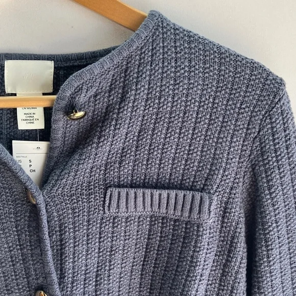 H&M Dark Blue Textured Cardigan - Picture 2 of 7